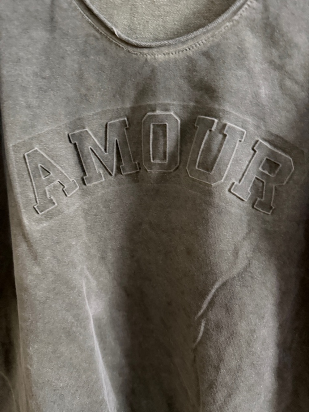 Made in Italy 3D/Embossed AMOUR Pullover Sweatshirt - Washed Green/Gray - Small